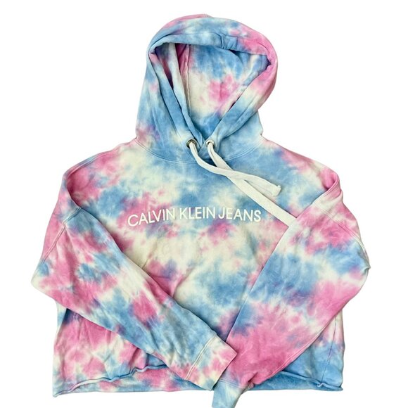 Calvin Klein Tie Dye Pullover Cropped Hoodie - Picture 1 of 3
